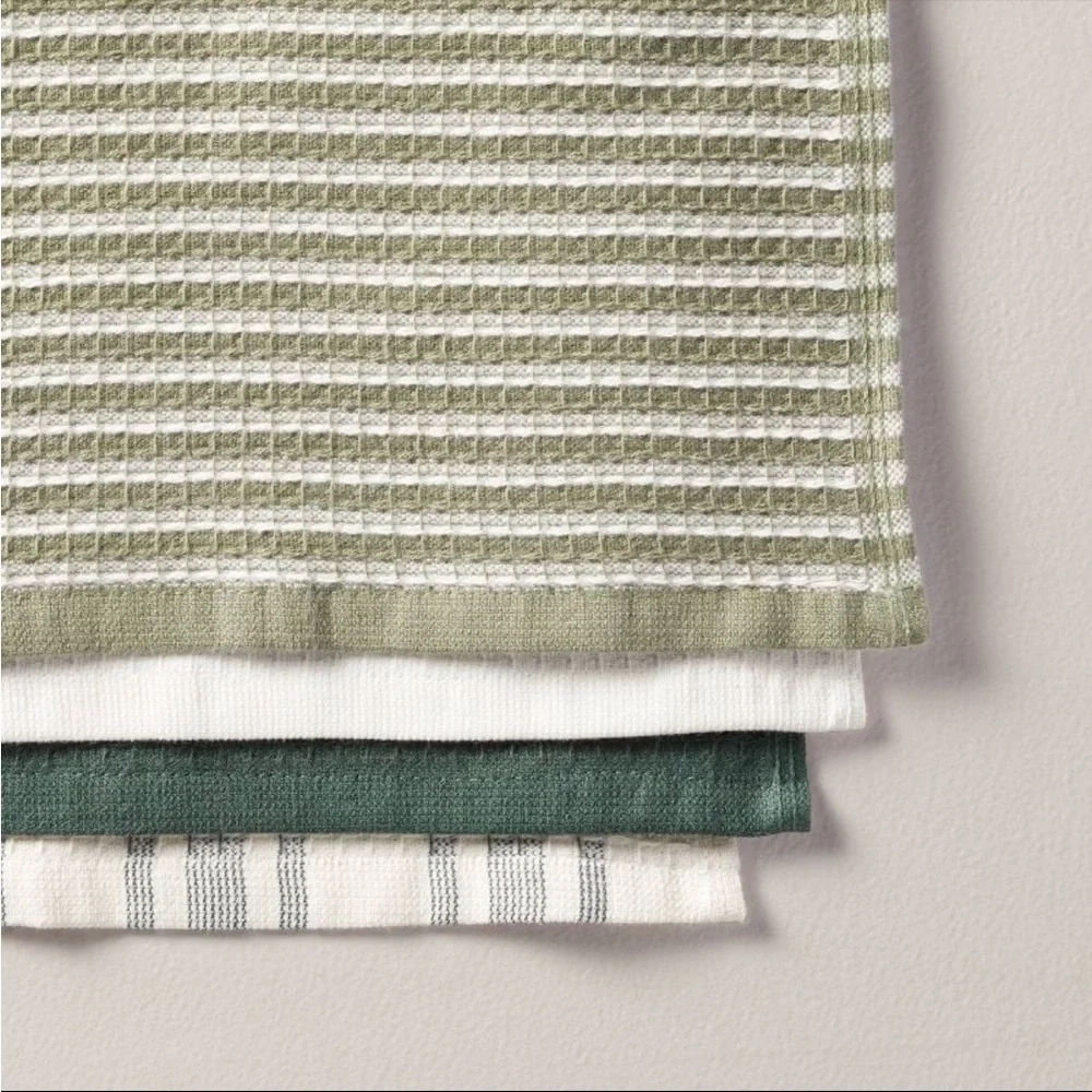 Set | 2-Count Green Stripe Kitchen Towels & Dish Cloth Set - Hearth & Hand
